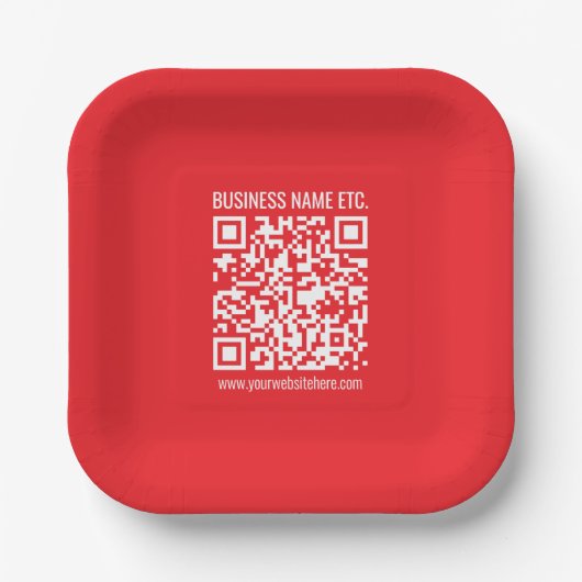Direct je eigen QR-code Creëer | Bewerkbaar rood Papieren Bordje (Voorkant)