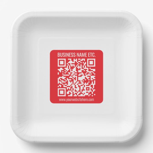 Direct je eigen QR-code Creëer | Bewerkbaar rood Papieren Bordje (Voorkant)