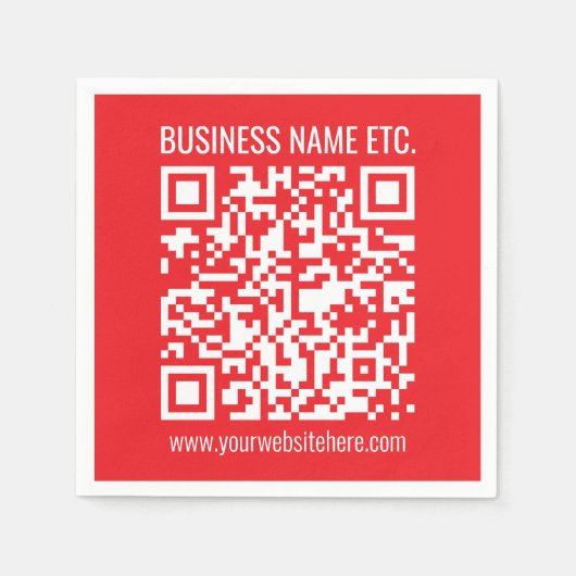 Direct je eigen QR-code Creëer | Bewerkbaar rood Servet (Voorkant)