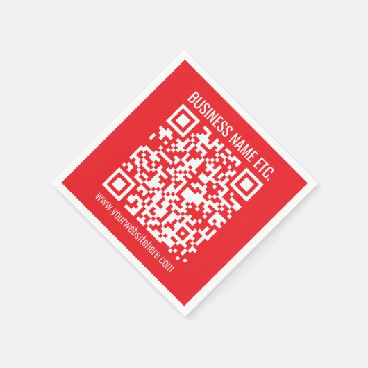 Direct je eigen QR-code Creëer | Bewerkbaar rood Servet (Hoek)