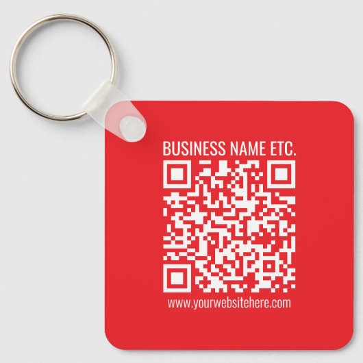 Direct je eigen QR-code Creëer | Bewerkbaar rood Sleutelhanger (Voorkant)