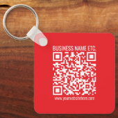 Direct je eigen QR-code Creëer | Bewerkbaar rood Sleutelhanger (Voorkant)