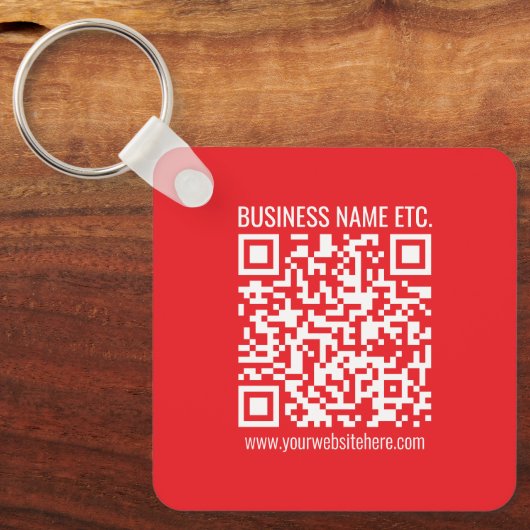 Direct je eigen QR-code Creëer | Bewerkbaar rood Sleutelhanger (Voorkant)