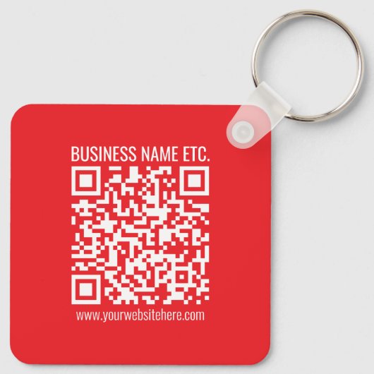 Direct je eigen QR-code Creëer | Bewerkbaar rood Sleutelhanger (Achterkant)