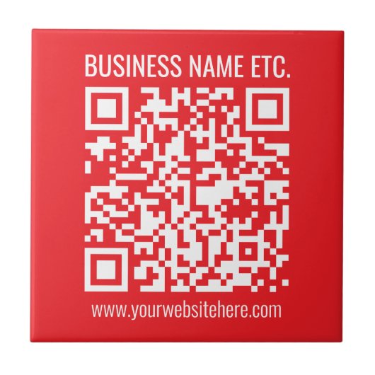 Direct je eigen QR-code Creëer | Bewerkbaar rood Tegeltje (Voorkant)