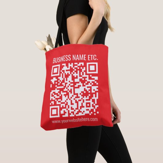 Direct je eigen QR-code Creëer | Bewerkbaar rood Tote Bag (Dichtbij)
