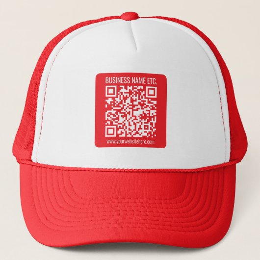 Direct je eigen QR-code Creëer | Bewerkbaar rood Trucker Pet (Voorkant)