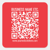 Direct je eigen QR-code Creëer | Bewerkbaar rood Vierkante Sticker (Voorkant)