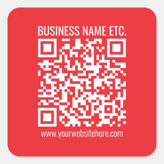 Direct je eigen QR-code Creëer | Bewerkbaar rood Vierkante Sticker (Voorkant)