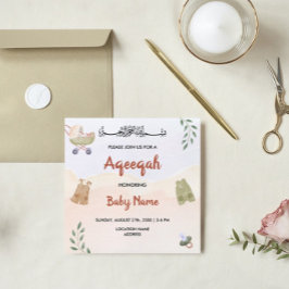 Direct moderne Boho Aqeeqah Aqiqah uitnodigingskaa Kaart