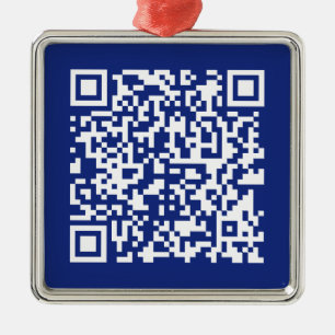Direct URL ingevoerde QR-code Marineblauw Metalen Ornament