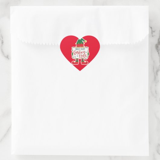 Direct van de elfen van de Kerstman  Hart Sticker (Tas)