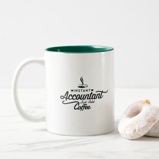 Directe accountant gewoon koffie toevoegen - Medew Tweekleurige Koffiemok (Met donut)