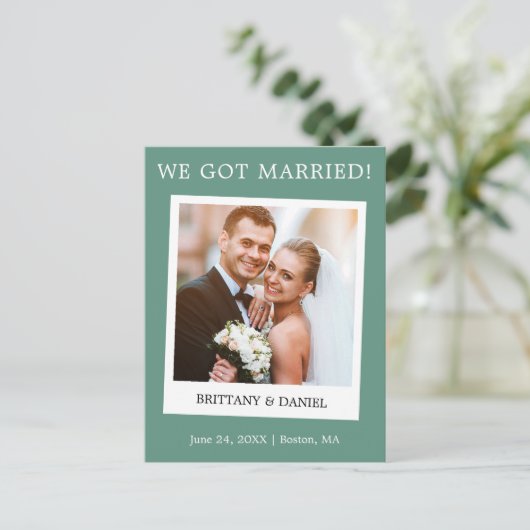 Directe camera Eucalyptus Green Wedding Briefkaart (Staand voorkant)