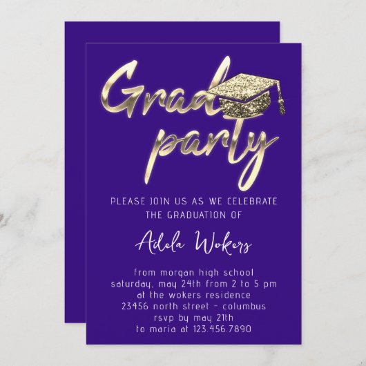 Directe Download Graduy Party Gold Cup Kaart (Voorkant / Achterkant)