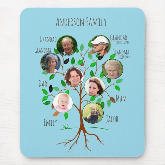 Directe familie aangepaste fotoboom muismat (Voorkant)