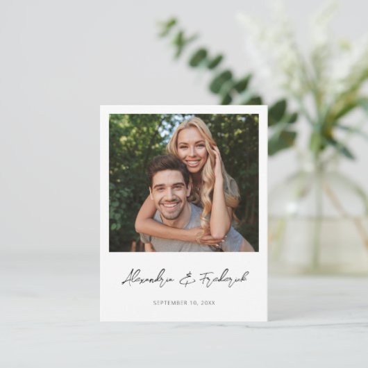 Directe Foto 2 Save the Date - White Kaart (Staand voorkant)