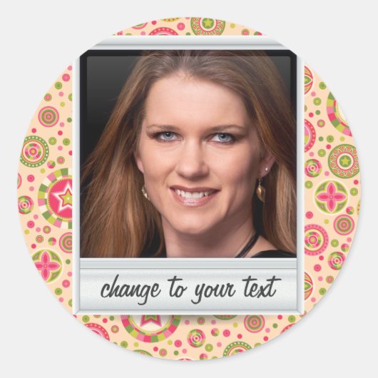 Directe foto - fotoframe met patroon ronde sticker (Voorkant)