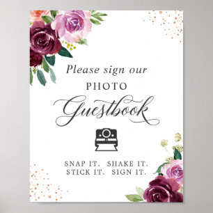 Directe foto gastensignatuur pruim paarse bloem poster