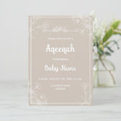 Directe Moderne Bloem Aqeedah Aqiqah Uitnodiging (Staand voorkant)
