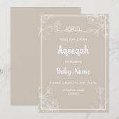 Directe Moderne Bloem Aqiqah Aqiqah Uitnodiging (Voorkant / Achterkant)