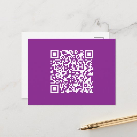 Directe QR-code met uw website-URL | Paars Briefkaart (Voorkant / Achterkant in situ)