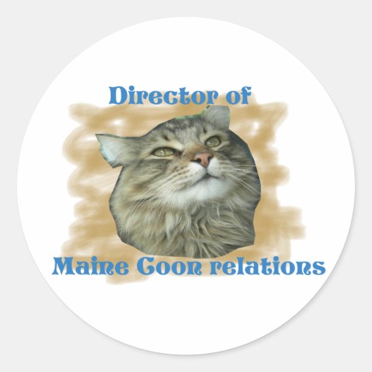 Directeur betrekkingen Maine Coon Ronde Sticker (Voorkant)