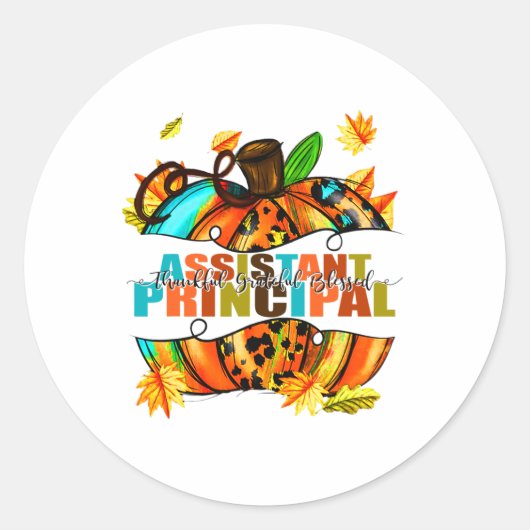Directeur Dankbaar Dankbare Gezegende Herfst Ronde Sticker (Voorkant)