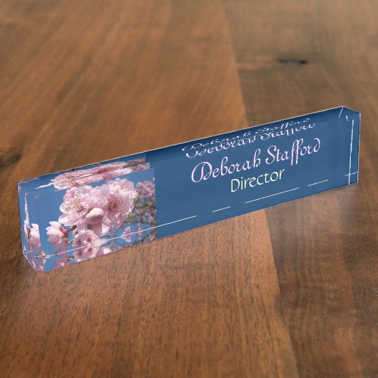 Directeur Desk Name platen Spring bloesems Naambordje (Zijkant)