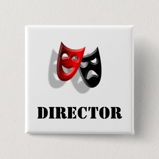 Directeur en maskers badge vierkante button 5,1 cm (Voorkant)