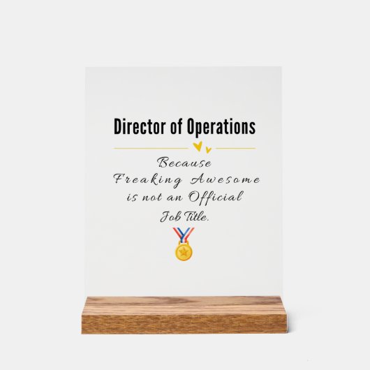 Directeur Operaties Acryl Bord (Voorkant)