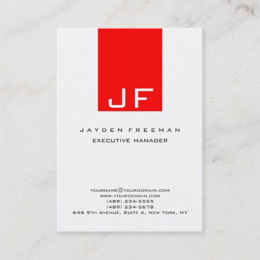 Directeur Red White Monogram Visitekaartje (Voorkant)