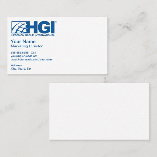 Directeur voor HGI marketing Visitekaartje (Voorkant / Achterkant)