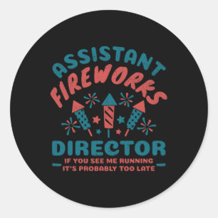 Directeur Vuurwerk voor Vrouwen Mannen Funny 4th Ronde Sticker