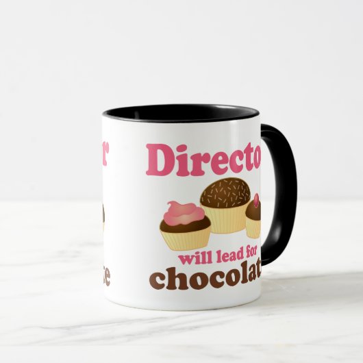 Directeur zal leiden voor Chocolade Mok (Voorkant rechts)