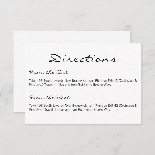 Directiekaart | Basisch wit Informatiekaartje (Voorkant / Achterkant)