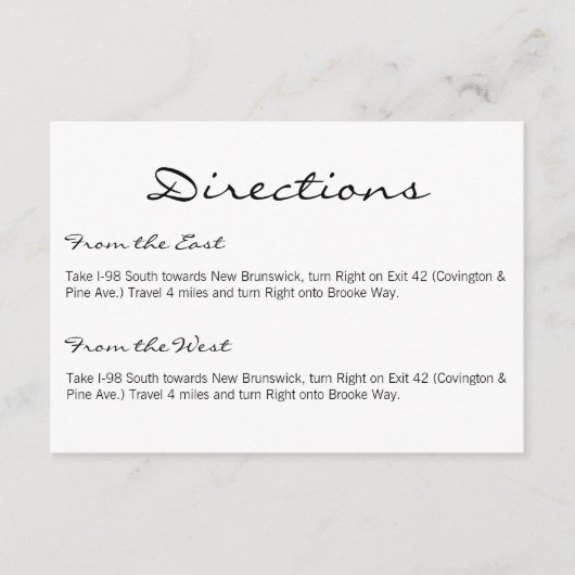 Directiekaart | Basisch wit Informatiekaartje (Voorkant)