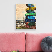 Directiemarker op Kelley's eiland, schilderij Canvas Afdruk (Insitu (Woonkamer))