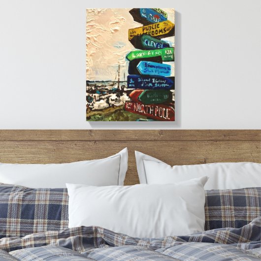 Directiemarker op Kelley's eiland, schilderij Canvas Afdruk (Insitu (Slaapkamer))