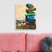 Directiemarker op Kelley's eiland, schilderij Canvas Afdruk (Insitu (Woonkamer))