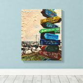 Directiemarker op Kelley's eiland, schilderij Canvas Afdruk (Insitu (Houten vloer))