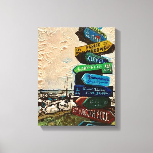 Directiemarker op Kelley's eiland, schilderij Canvas Afdruk (Voorkant)