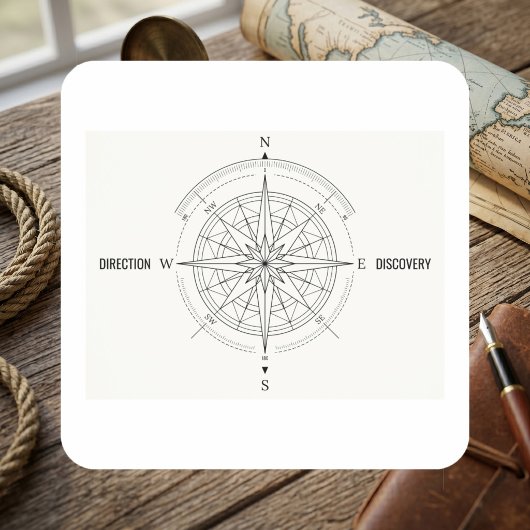 Direction Discovery Nautisch Kompasroos Vierkante Sticker