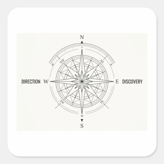 Direction Discovery Nautisch Kompasroos  Vierkante Sticker (Voorkant)