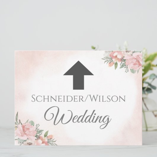 Directional Arrow Floral Beach uitnodiging (Staand voorkant)