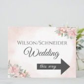 Directioneel Pijlbord Florale Strand Uitnodiging (Staand voorkant)