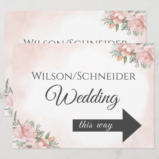 Directioneel Pijlbord Florale Strand Uitnodiging (Voorkant / Achterkant)