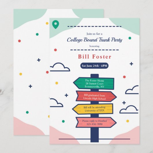 Directioneel richtingbord College uitnodiging (Voorkant / Achterkant)