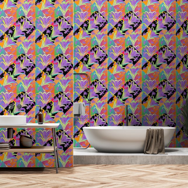 directionele lelies behang (Badkamer)