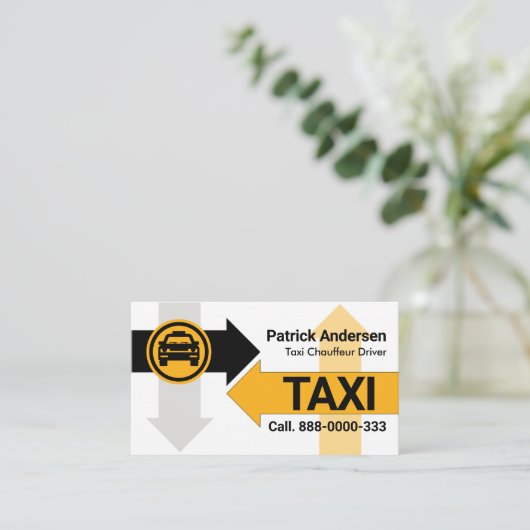 Directionele taxi pijl routes visitekaartje (Staand voorkant)
